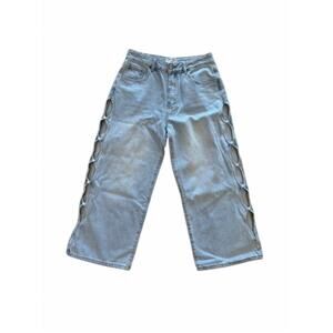 NEW TWELVE women's pearl cut-out jeans in denim